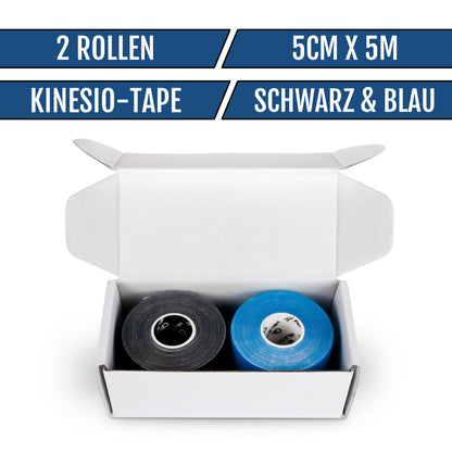 Kinesiotape - 2 Rollen - 5cm x 5m - schwarz/blau